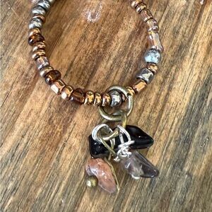Gemstone and crystal dainty charms ring band